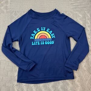 Life Is Good Rainbow “take it easy” Blue Rashguard ~ M/8